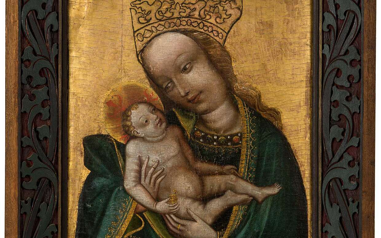 Maria mit Kind (Böhmische Madonna, um 1400, Ausschnitt), Foto: Holger Kupfer, Berlin-Brandenburgische Akademie der Wissenschaften CVMA