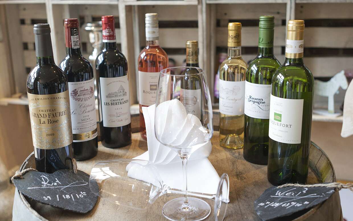 Eine Weinauswahl im Restaurant Landlust Körzin
