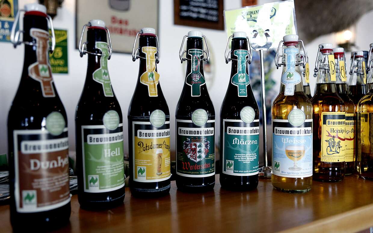 Die Potsdamer Stange eingerahmt von den anderen Bieren aus der Braumanufaktur Forsthaus Templin.