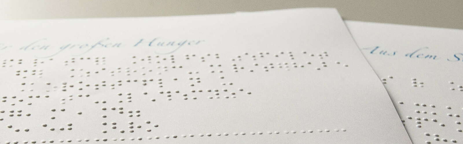 Speisekarte in Blindenschrift,
        
    

        Foto: ELSTER-WERKSTÄTTEN GmbH/Rosalie Strauß-Arndt