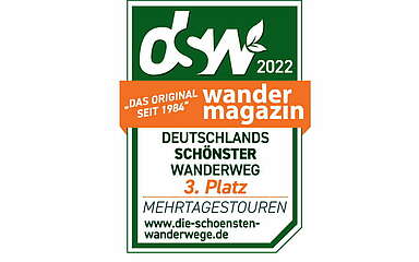 Auszeichnung Wandermagazin DSW 2022 Platz 3