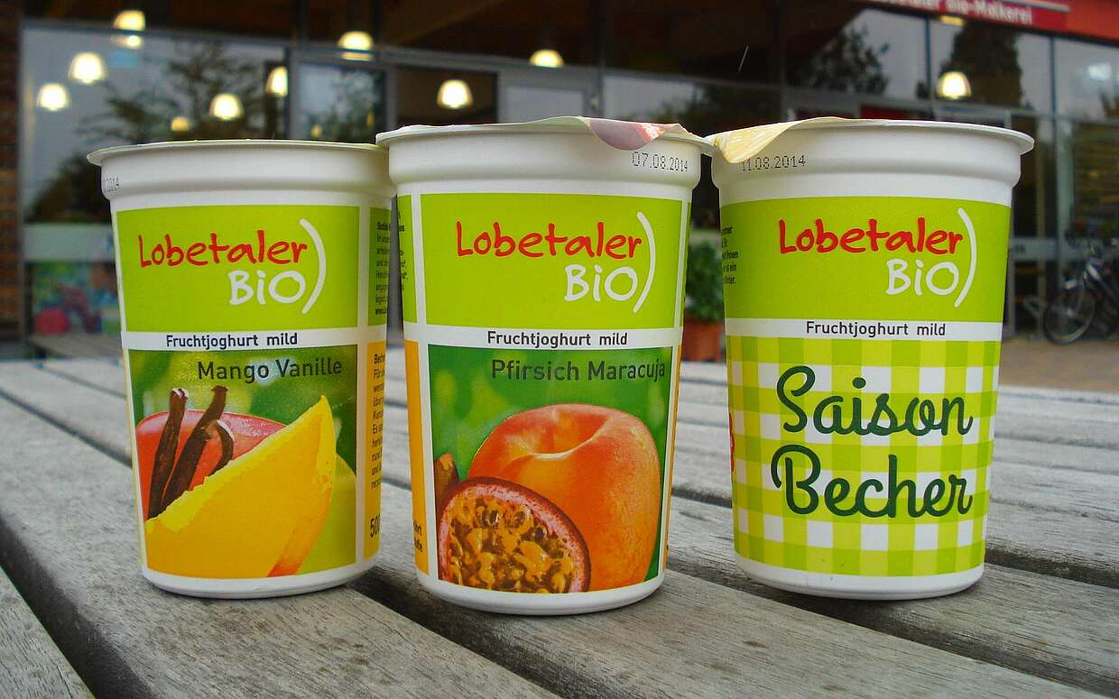 Verschiedene Joghurtsorten von Lobetaler Bio aus Biesenthal sind ebenso im Sortiment der Brandenburgerie zu finden