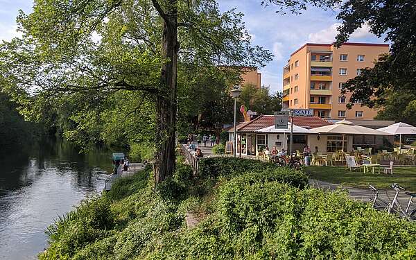 SpreeCafé an der Kahnanlegestelle an der Sandower Brücke in Cottbus