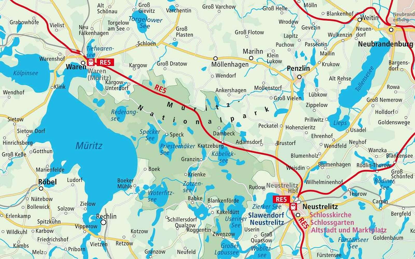 Anreise DB Regio Mecklenburgische Seenplatte