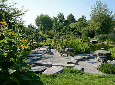 Teichweg im Japanischen Garten von Bartschendorf