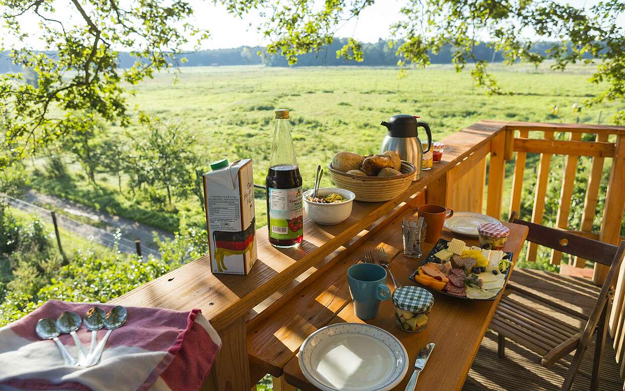 Frühstück im Baumhaus auf Gut Gollin