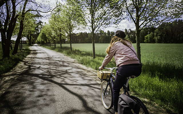 Radfahrerin im Löwenberger Land