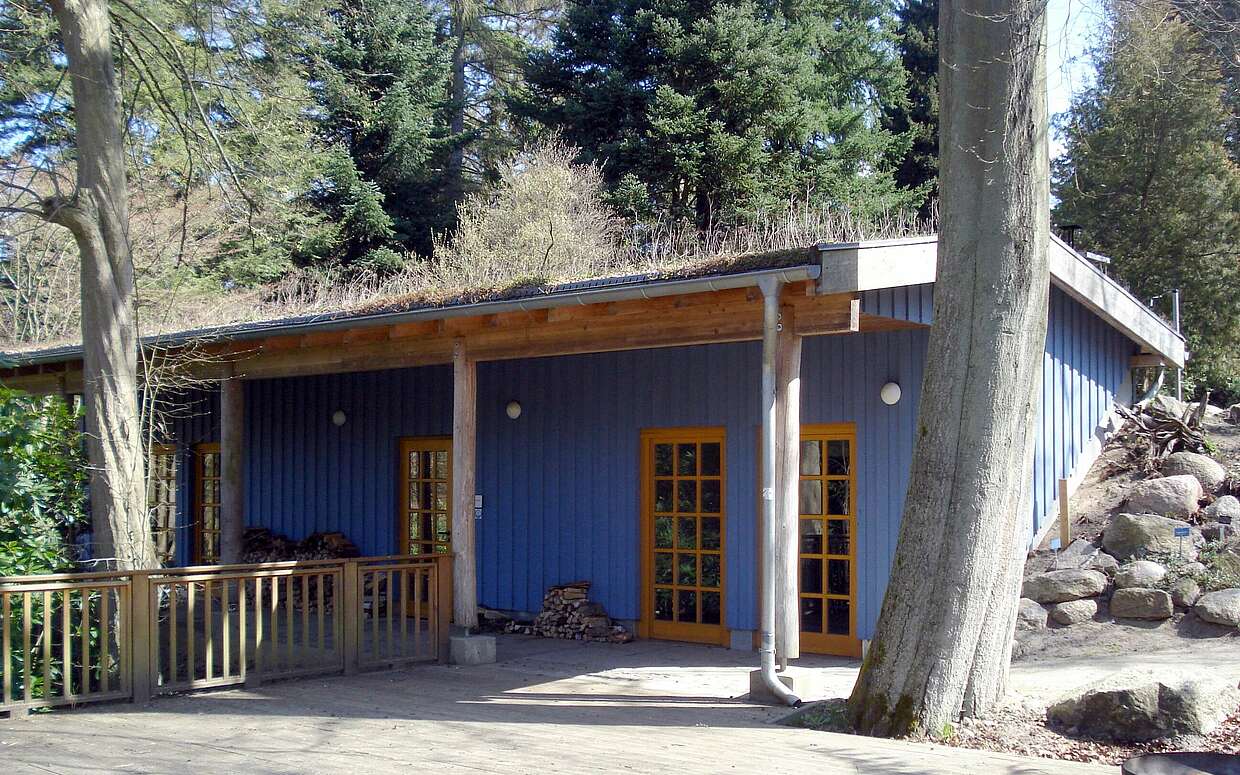 Der sogenannte Wurzelkeller ist das zentrale Gebäude inmitten des Forstbotanischen Gartens.