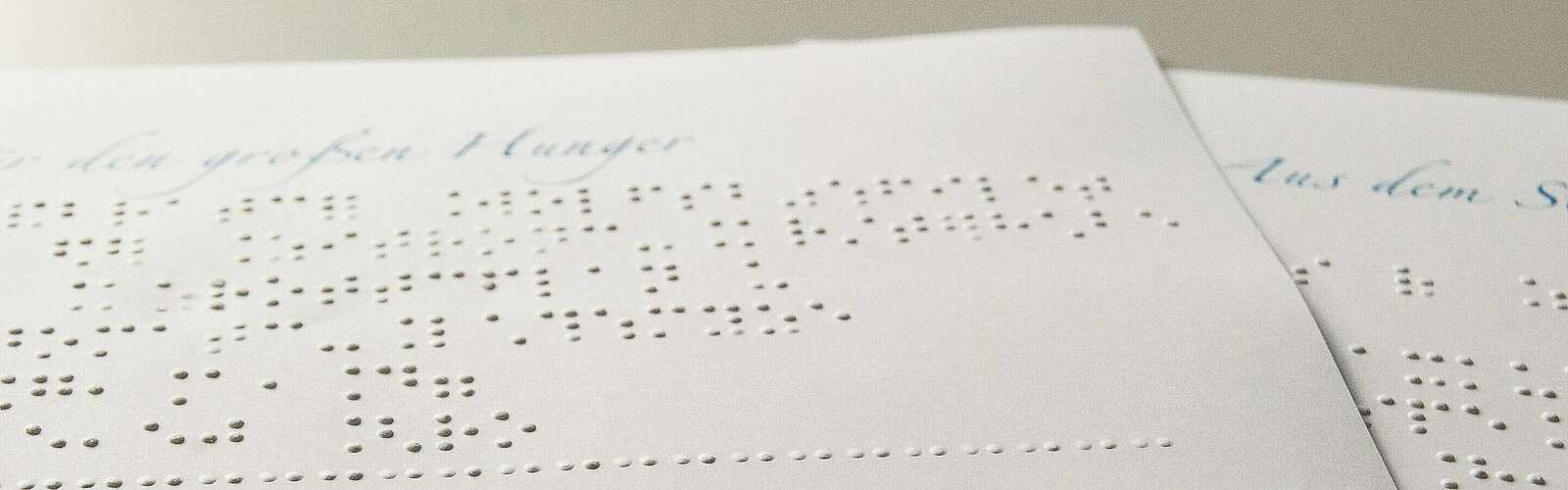 Speisekarte in Blindenschrift,
            
        
                Foto: ELSTER-WERKSTÄTTEN GmbH/Rosalie Strauß-Arndt