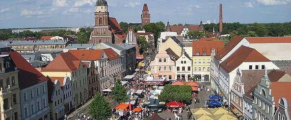 Blick auf den Markt in der Cottbusser Altstadt