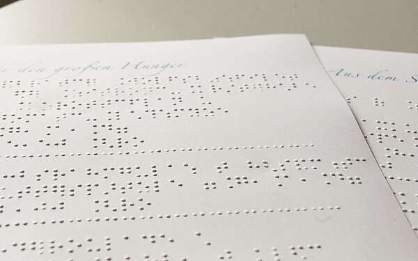 Speisekarte in Blindenschrift
