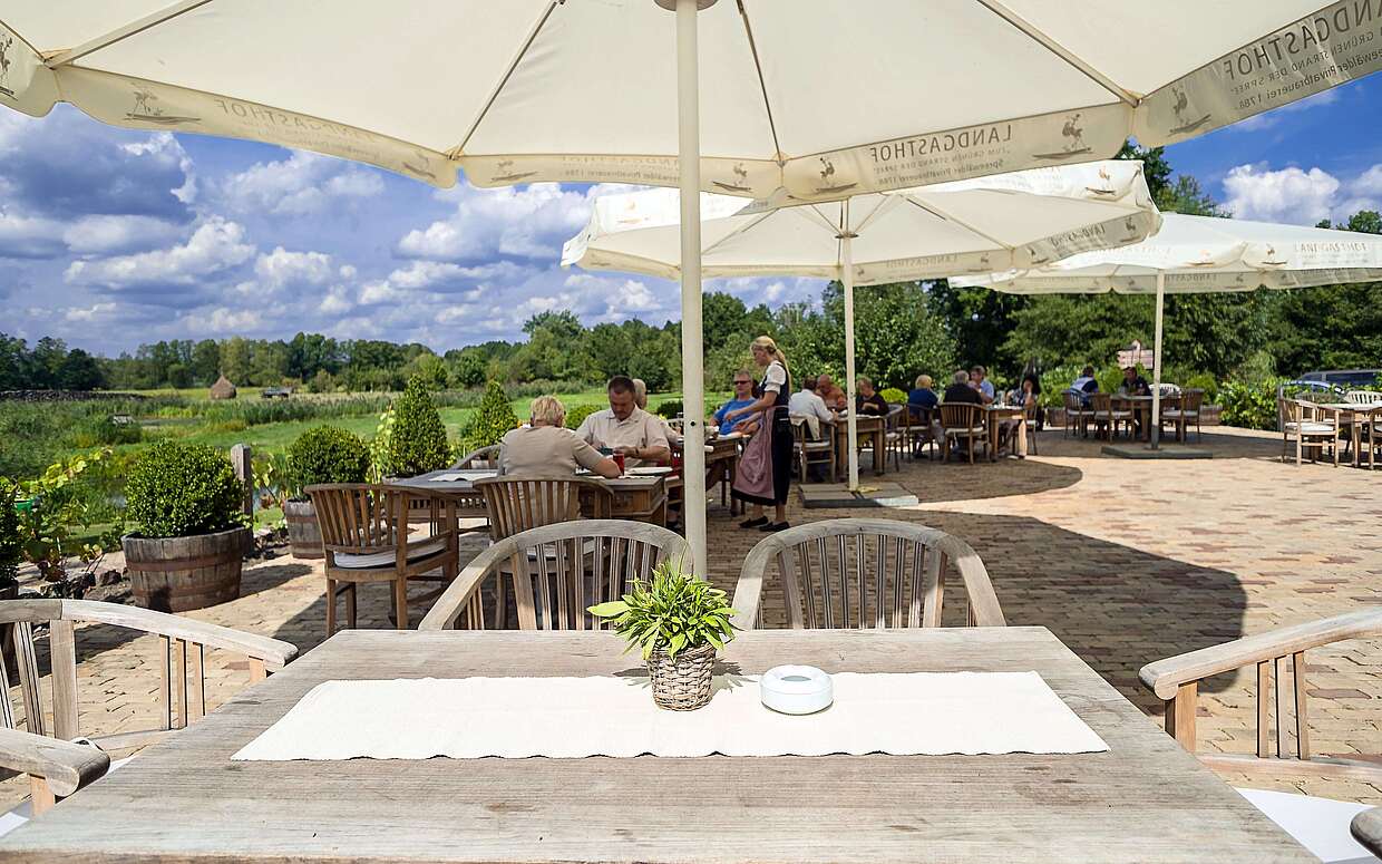 Terrasse im Spreewaldresort Seinerzeit