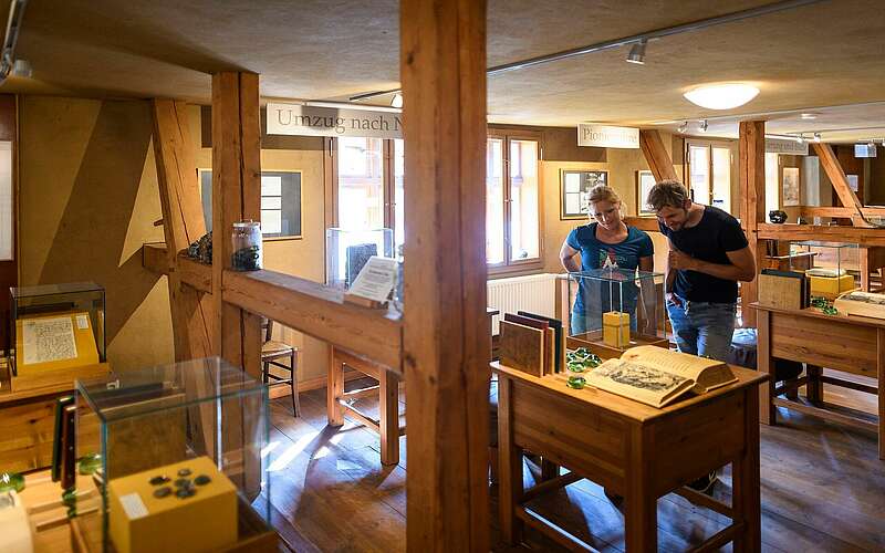 



    
        
                Besucher im historischen Glasmacherhaus in Neuglobsow,
            
        
                
                
                    Foto: Wolfgang Ehn
                
            
    

