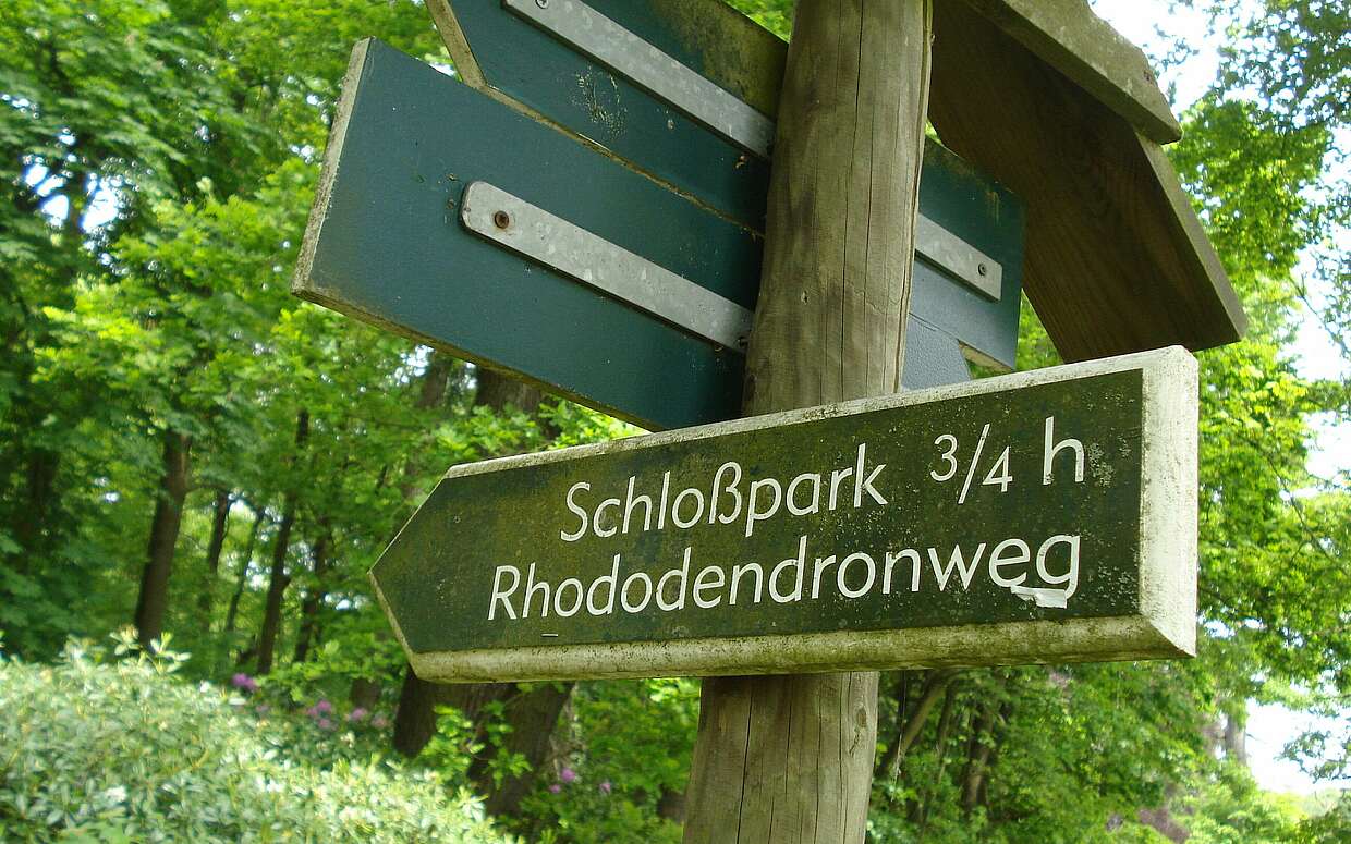 Wegweiser zum Rhododendronweg