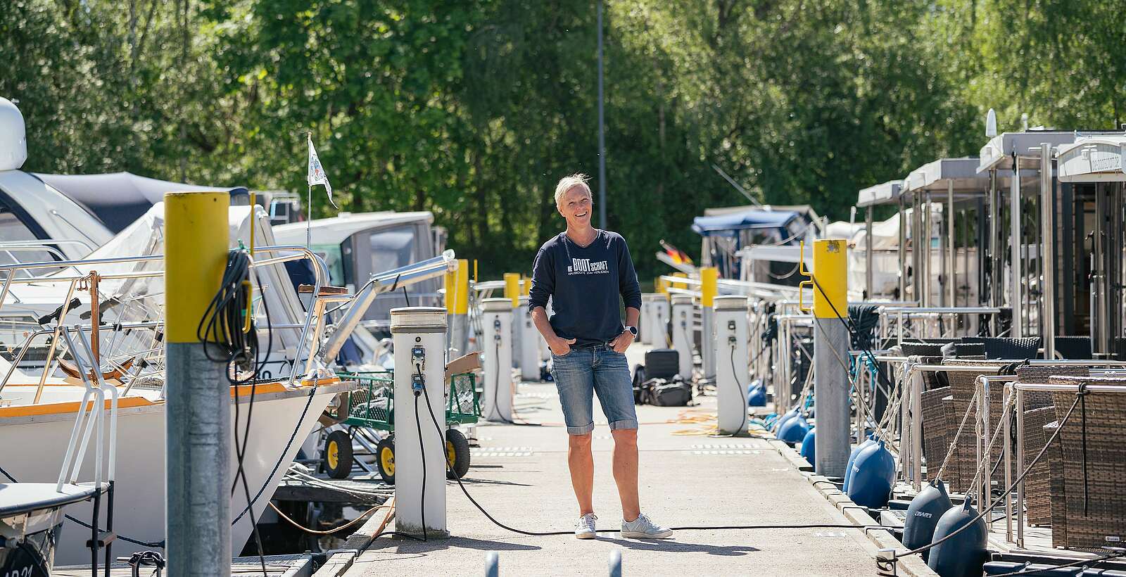Bettina Vogel in der Marina Mildenberg,
            
        
                Foto: TMB Tourismus-Marketing Brandenburg GmbH/Steffen Lehmann