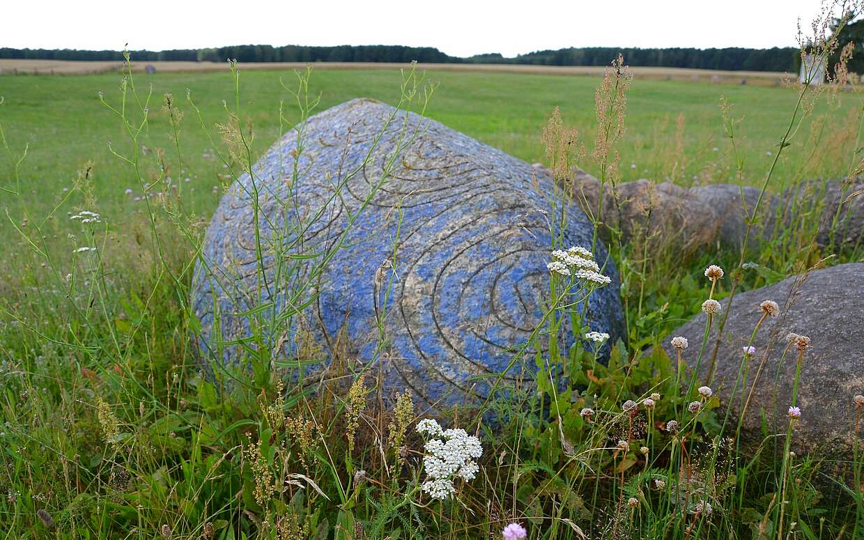 Zwar keine Originale, aber dennoch hinterlässt der Findlingspark bei Henzendorf einen mythischen Eindruck.