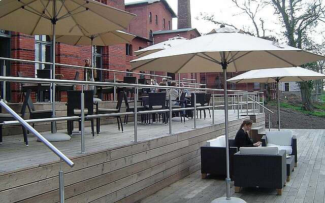 Terrasse des Restaurants "Seeterrassen" auf dem Landgut Stober