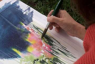 Beim Aquarellkurs im Landhaus Ribbeck