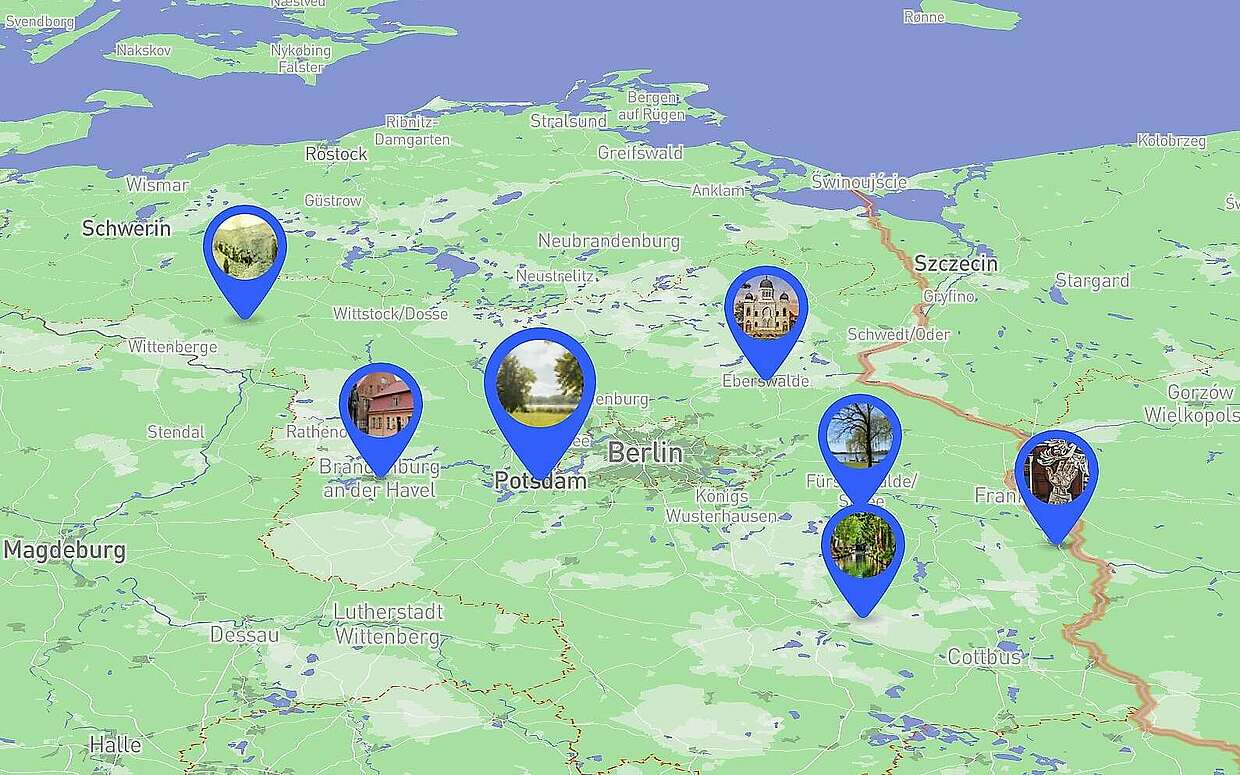 Übersichtskarte der AR-Orte in Brandenburg