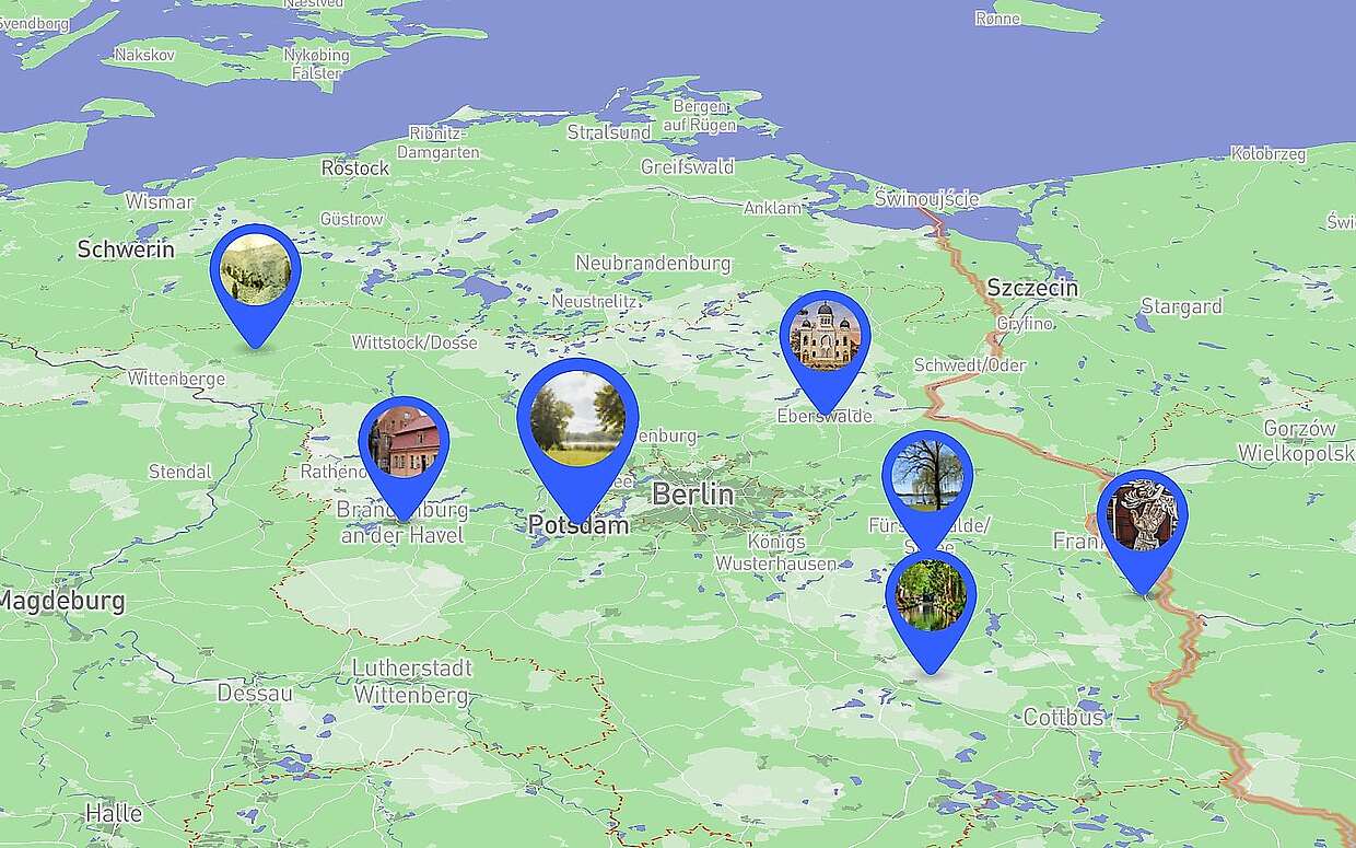 Übersichtskarte der AR-Orte in Brandenburg