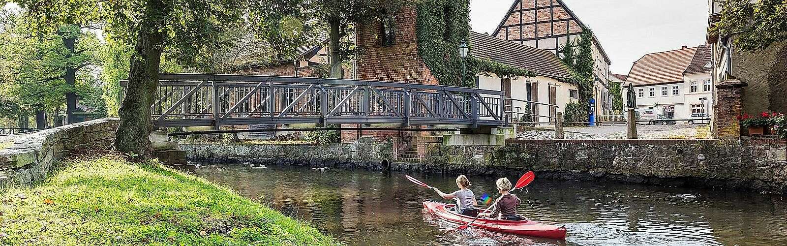 Kanuwanderer auf der Stepenitz in Perleberg,
            
        
                Foto: Tourismusverband Prignitz e.V./Markus Tiemann
