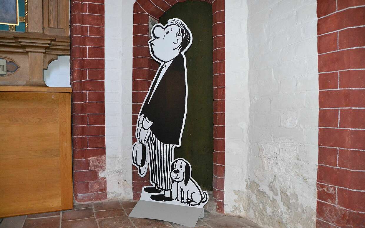 Eine Karikatur von Loriot in der St. Gotthardt-Kirche.