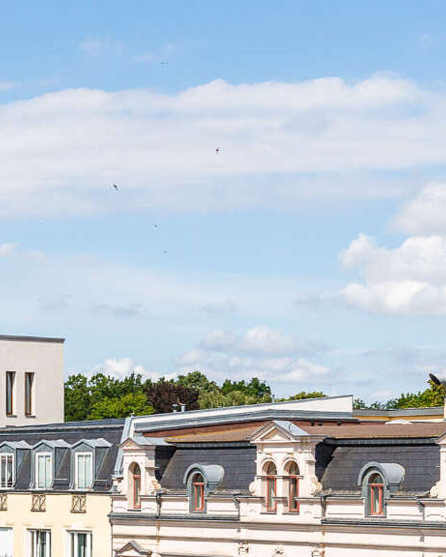 Blick auf Neues Rathaus, Marktplatz, St. Marienkirche Bernau bei Berlin