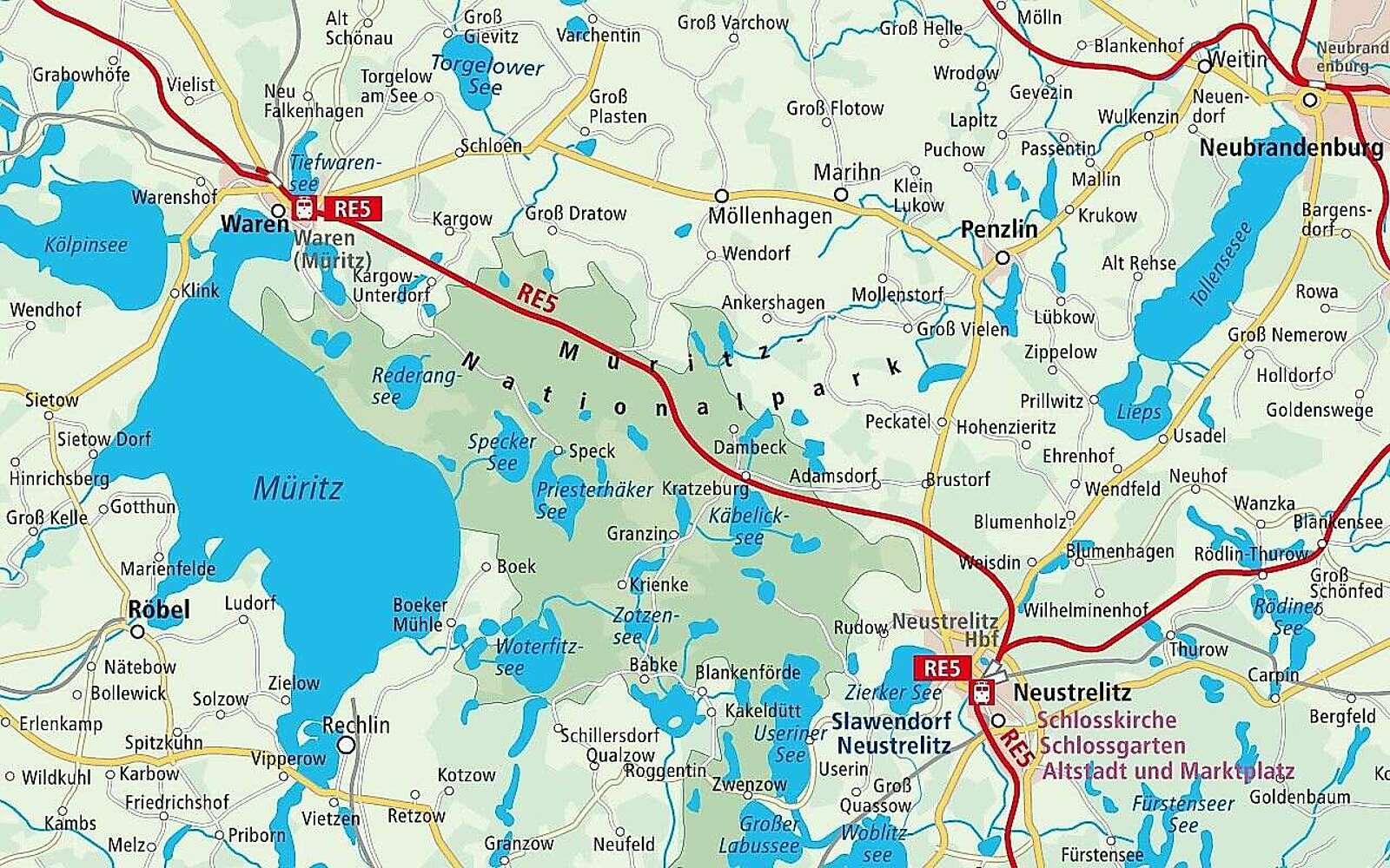 Anreise DB Regio Mecklenburgische Seenplatte