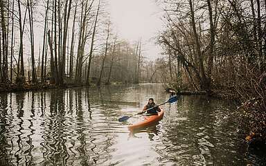 Kanutour im Spreewald im Winter