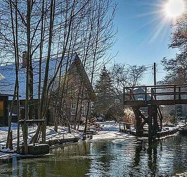 Winterliches Lehde im Spreewald