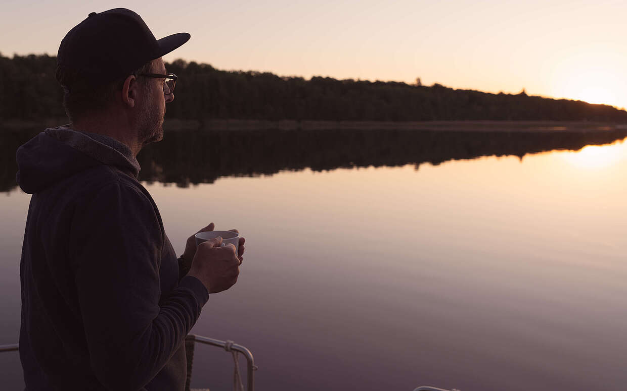 Blick über den Großen Kuhwallsee Bei Sonnenuntergang