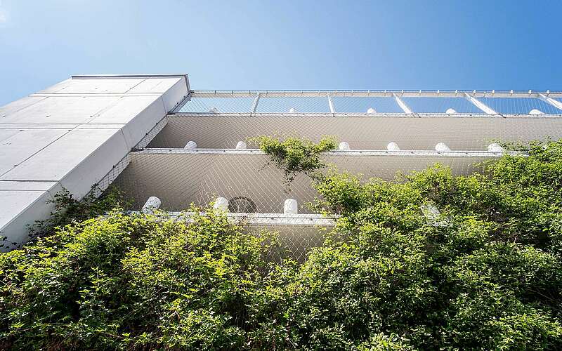 



    
        
                Fassade des Parkhauses,
            
        
                Foto: Internationales Kunst- und Kulturquartier Schiffbauergasse/Mathias Voelzke
            
    
